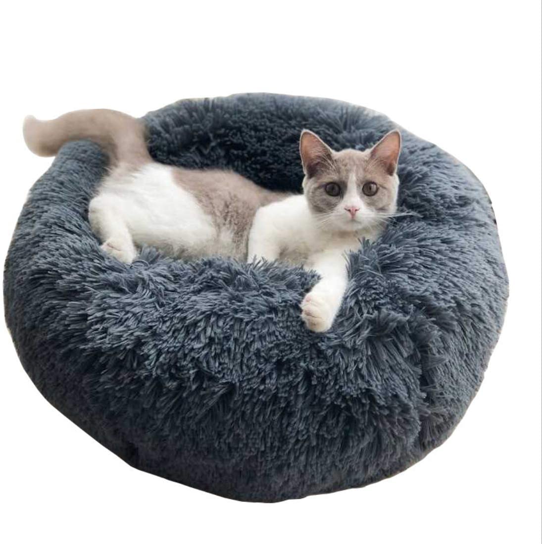 Photo 1 of Original Cat and Dog Bed Luxury Shag Fuax Fur Donut Cuddler Round Donut Dog Beds Indoor Pillow Cuddler for Medium Small Dogs M24248inch Grey Clean New