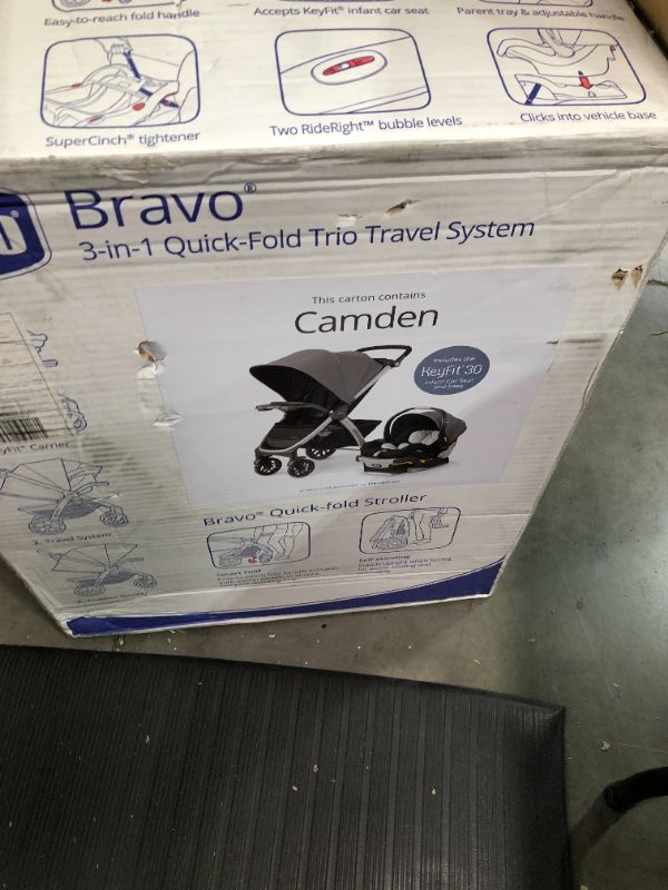 Photo 4 of Chicco Bravo 3in1 Quick Fold Travel System  Camden All Parts Seem Accounted For Like New