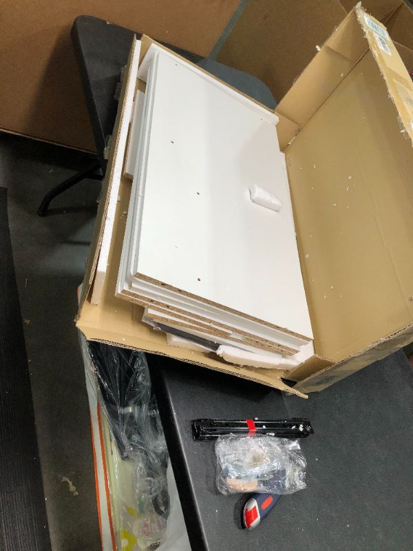 Photo 1 of Furinno Econ Multipurpose Home Office Computer Writing Desk with Bin White Multiple Colors Hardware Accounted for