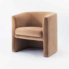 Photo 1 of Vernon Upholstered Barrel Accent Chair  Threshold designed with Studio McGee LIGHT BROWN VELVET