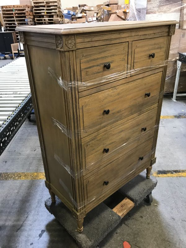 Photo 4 of Avignon Tallboy 5 Drawer Chest  Finch DISTRESSED BROWN