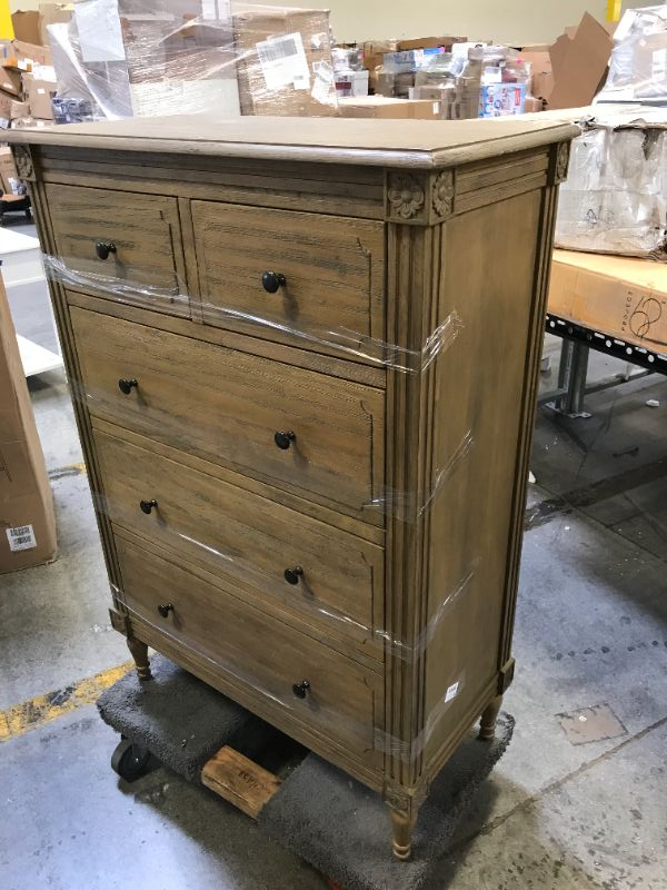 Photo 3 of Avignon Tallboy 5 Drawer Chest  Finch DISTRESSED BROWN