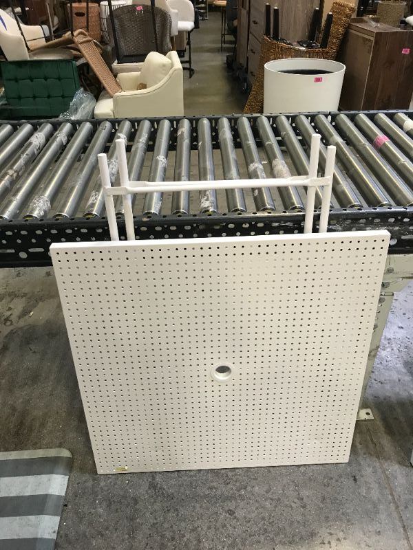 Photo 3 of 32 Metal Punched Square Patio Folding Table  White  Room Essentials