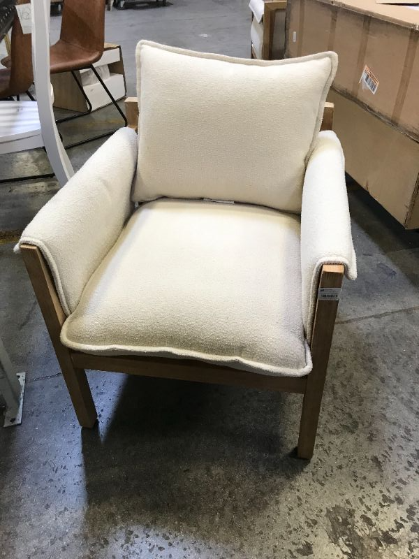 Photo 2 of Archdale Wood and Upholstered Accent Chair  Cream  Threshold