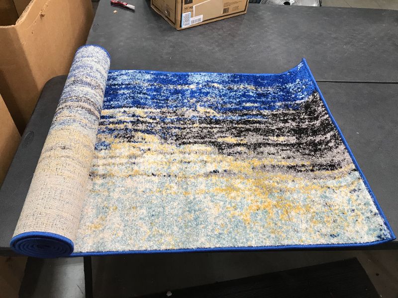 Photo 2 of nuLOOM Waterfall Vintage Abstract Area Rug 8 10 x 12 Blue