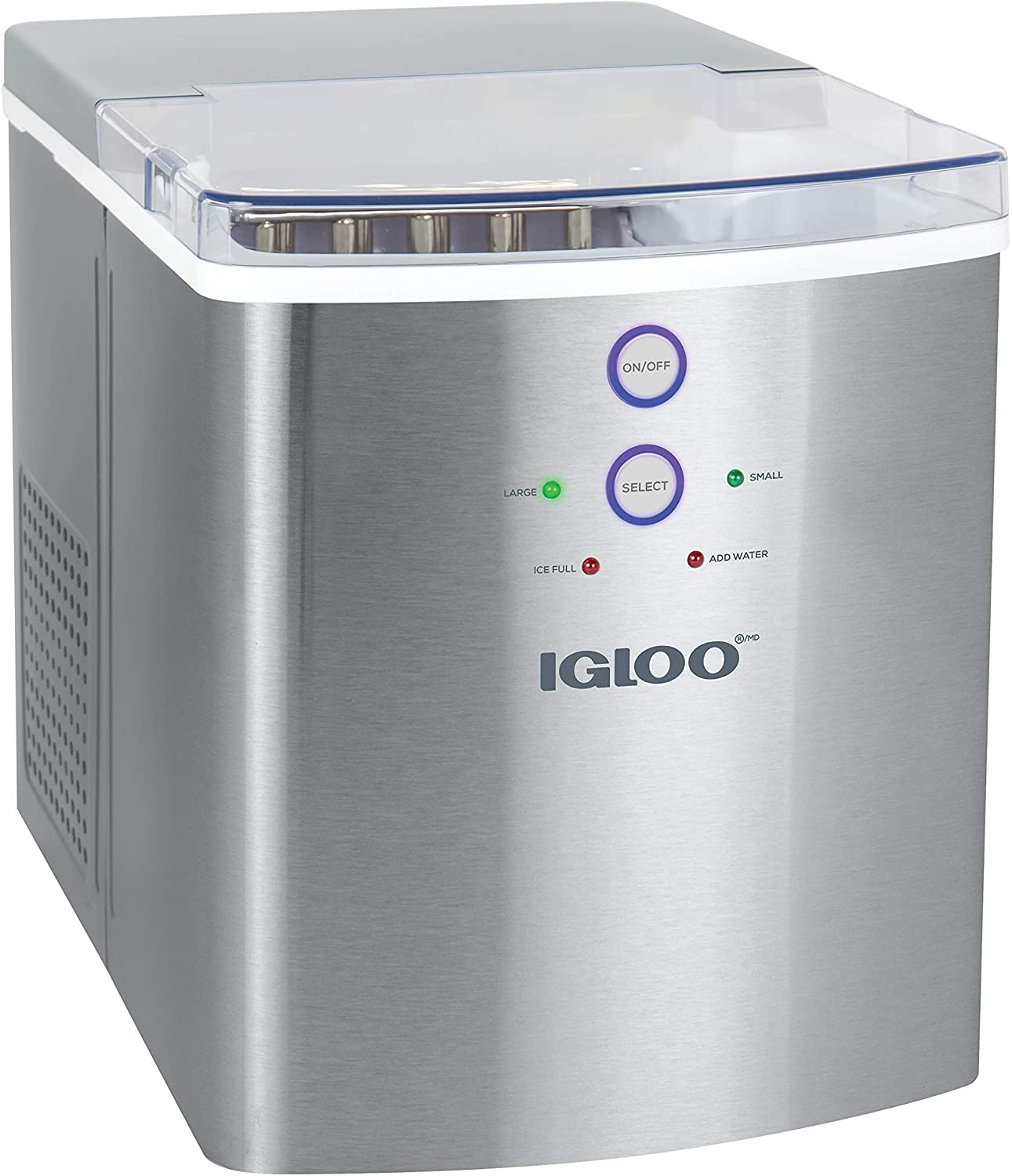 Photo 1 of SOLD FOR PARTS Igloo ICEB33SS LargeCapacity Stainless Steel Automatic Portable Electric Countertop Ice Maker Machine 33 Pounds in 24 Hours 9 Cubes Ready in 7 minutes With Scoop and Basket