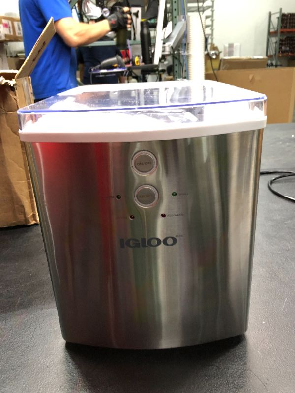 Photo 2 of SOLD FOR PARTS Igloo ICEB33SS LargeCapacity Stainless Steel Automatic Portable Electric Countertop Ice Maker Machine 33 Pounds in 24 Hours 9 Cubes Ready in 7 minutes With Scoop and Basket