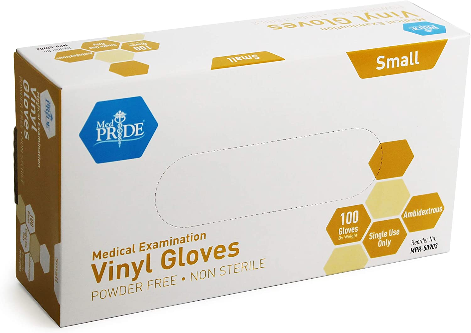 Photo 1 of Medpride Medical Vinyl Examination Gloves Small 100Count Latex Free Rubber  Disposable UltraStrong Clear  Fluid Blood Exam Healthcare Food Handling Use  No Powder