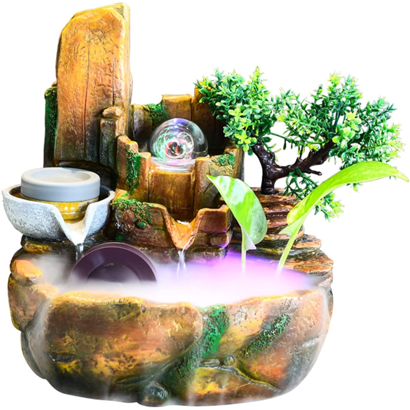 Photo 1 of zxbshop Desktop Waterfalls Desktop Fountain Indoor Small Rockery Waterfalls Fish Tank Tabletop Fountain Desktop Mountain Cascading Decoration Desktop Fountain Waterfall