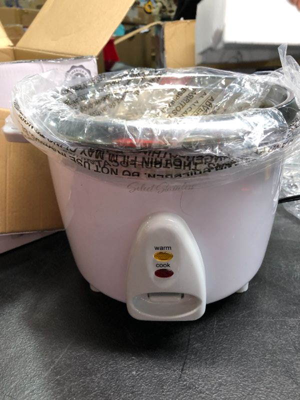 Photo 2 of Simply 14Cup Stainless Steel White Rice Cooker with Measuring Cup and Serving Spatula