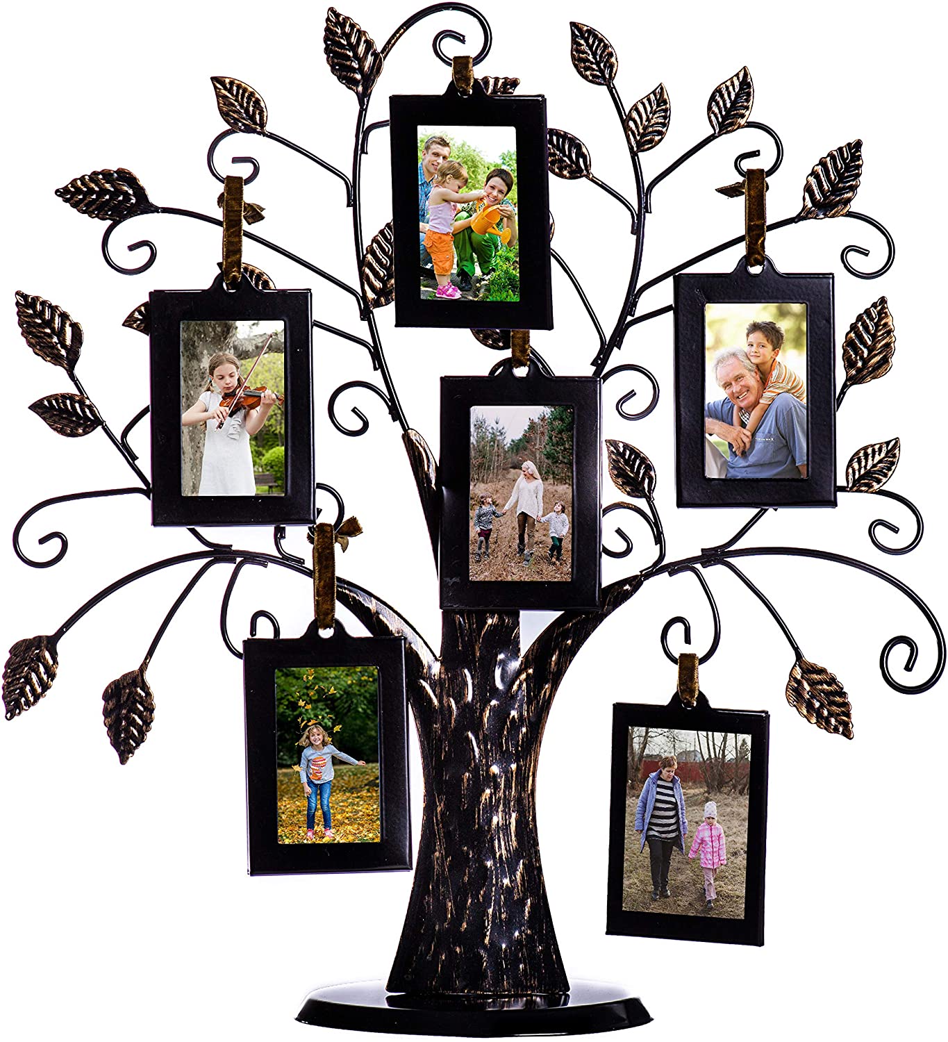 Photo 1 of Klikel Family Tree Picture Frame Stand with 6 Hanging Photo Picture Frames  Medium Metal Tree 12 X 116 Ornamental 2x3 Frames