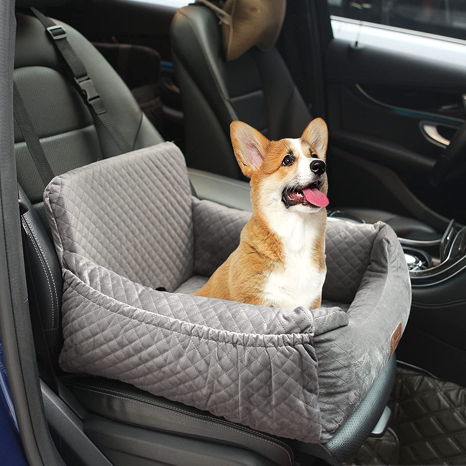 Photo 1 of Dog Car Seat Pet Booster Seat Bed with Pocket for Small and Medium Dogs Under 35 lbs Travel SafetyNonSlip Base and Thickened Sponge Pad can be Disassembled and Easy to Clean