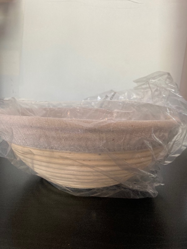 Photo 3 of 9 inch round banneton bread proofing basket set  professional brotform with linen liner and 2 dough scrapers