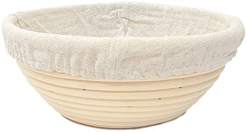 Photo 1 of 9 inch round banneton bread proofing basket set  professional brotform with linen liner and 2 dough scrapers