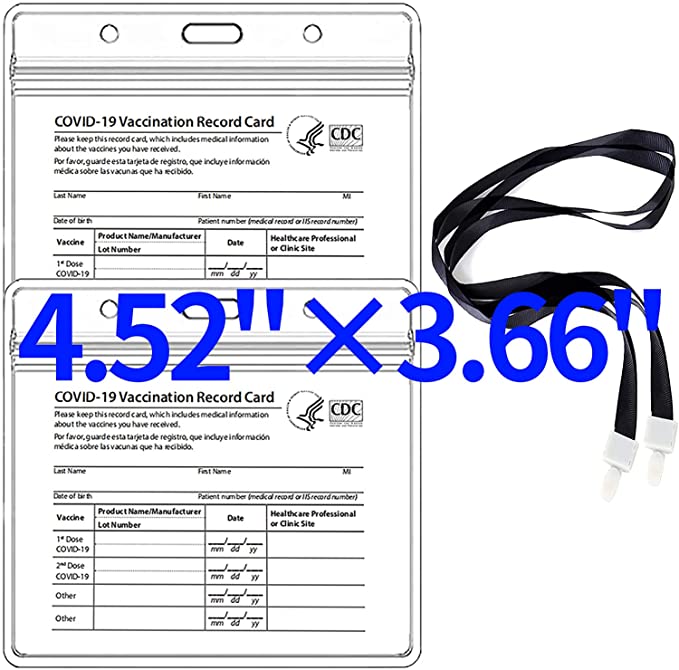 Photo 1 of 4PC LOT
2 Pcs CDC Vaccination Card Protector452366 Inch Immunization Record Vaccine Card Holder Plastic Vinyl Clear ID Card Badge Holder with 2 Lanyards 2 COUNT

Vaccination Card Protector 472 x 413 Inches CDC Immunization Record Vaccination Cards Holder 