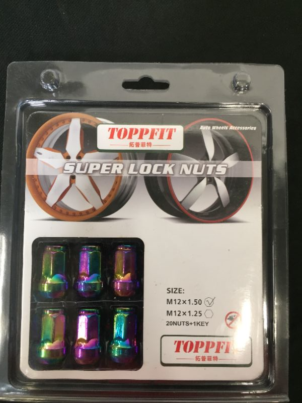 Photo 1 of 16 PCs Topfit Superlock Wheel Lug Lock Nuts With Key M12x15 Rainbow