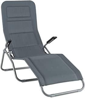 Photo 1 of Blumfeldt Amalfi Vitello Noble Bathing Lounger Sun Lounger Steel Tube Frame with WeatherResistant Powder Coating Soft Padding and Armrests Grey
