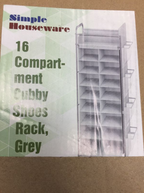 Photo 1 of SIMPLE HOUSEWARE 16 COMPARTMENT CUBBY SHOE RACK GREY 2 X 8