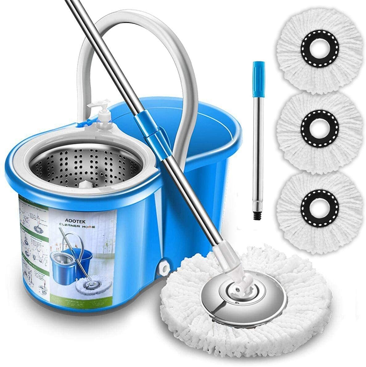 Photo 1 of Aootek Upgraded Stainless Steel Deluxe 360 Spin Mop  Bucket Floor Mopping System