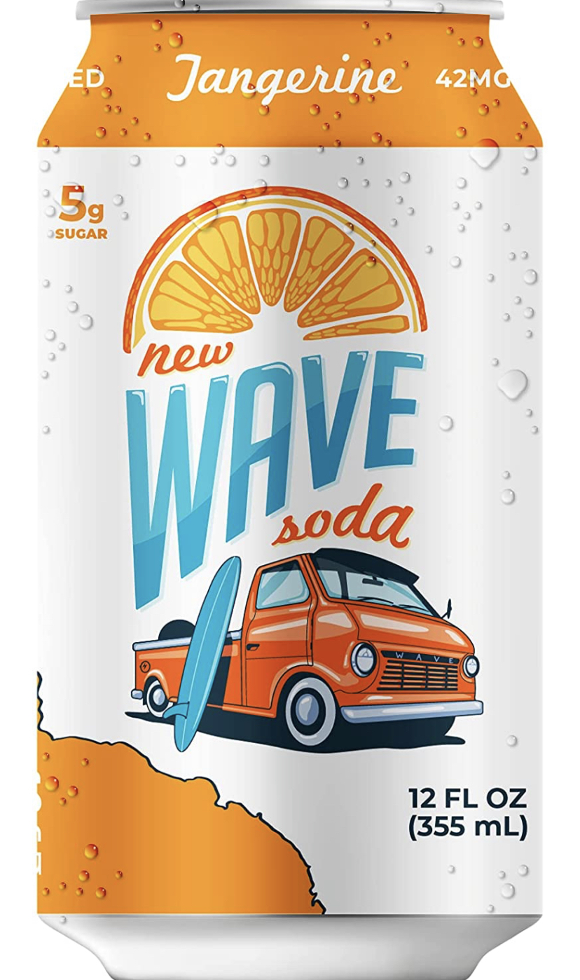 Photo 1 of New Wave Natural Sparkling Soda Water Sweetened with Real Fruit Juice Vegan Healthy Caffeinated Tonic Water Gluten Free Soft Drink Low Calorie No Added Sugar 12 Pack 12 oz Cans Tangerine Exp 062022