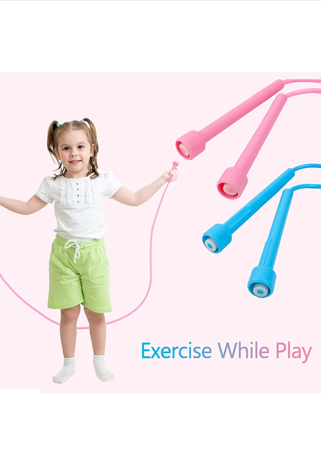Photo 1 of 2PCS Kids Jump Ropes Adjustable  Lightweight Skipping Rope for Boys Girls Preschooler SchoolAged Child Pink and Blue Jumping Rope with Gift Box