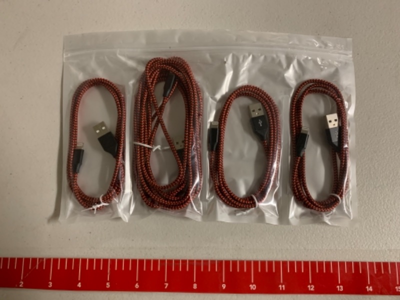 Photo 1 of 4 Pack I USB to Lightning Charging Cords I Various Lengths I Color Red