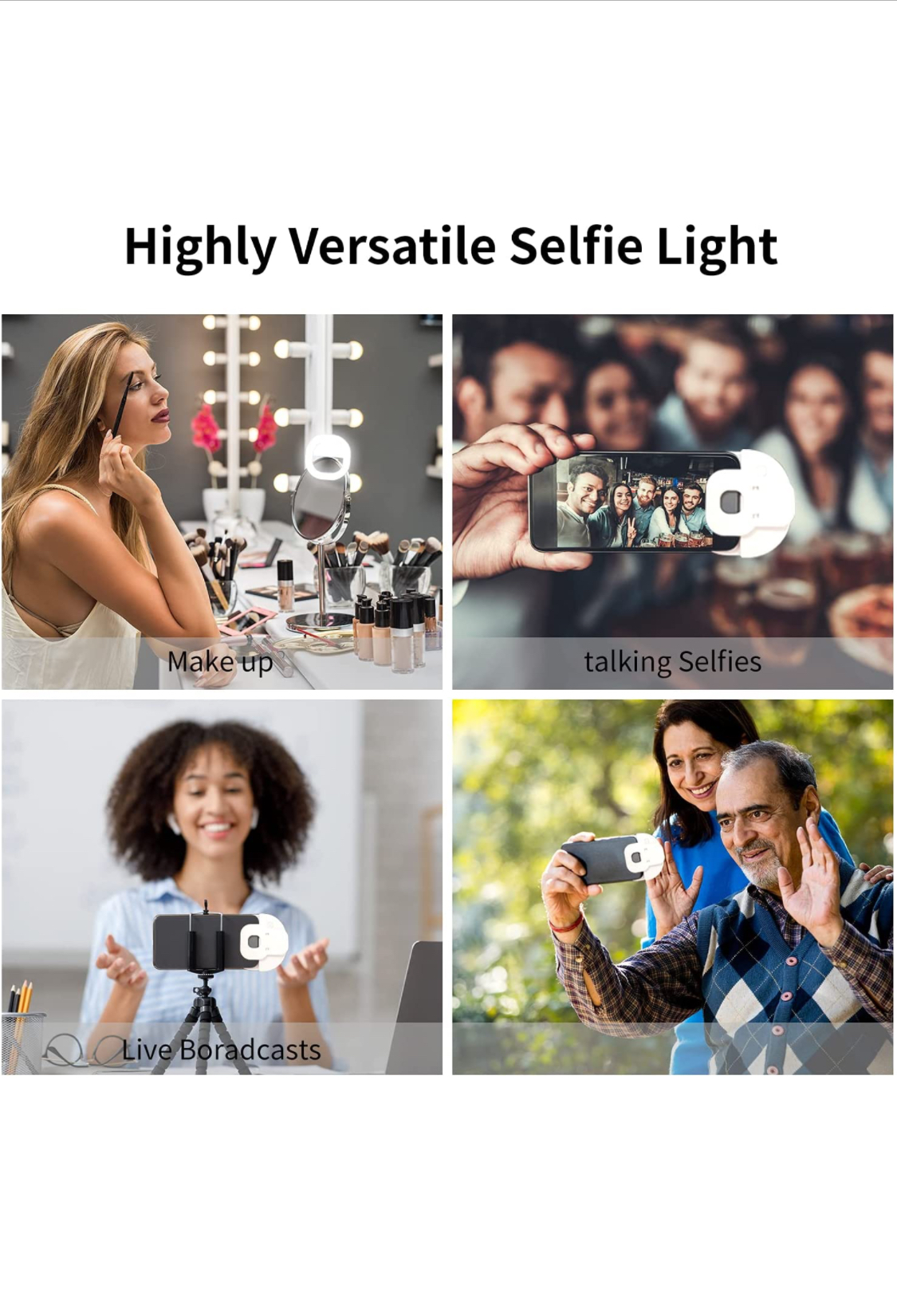 Photo 1 of 2021 Upgraded MQOUNY Clip on Selfie Ring LightRechargeable Portable Clipon Selfie Fill Light with 36 LED for iPhoneAndroid Smart Phone Photography Camera VideoTableiPad Girl Makes up White