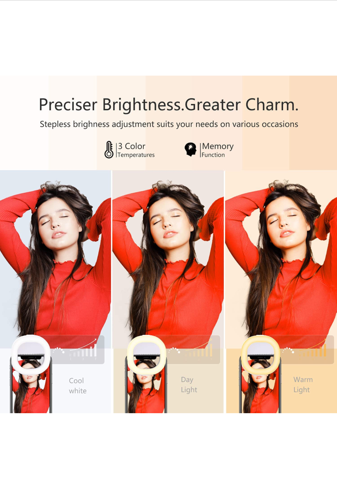 Photo 1 of 2021 Upgraded MQOUNY Clip on Selfie Ring LightRechargeable Portable Clipon Selfie Fill Light with 36 LED for iPhoneAndroid Smart Phone Photography Camera VideoTableiPad Girl Makes up White
