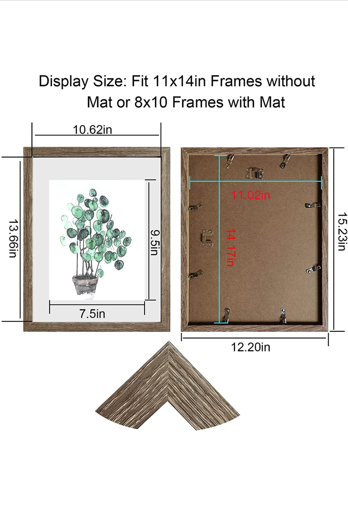 Photo 4 of 11x14 Frame Distressed Farmhouse 3 Colors  Display Pictures 8x10 with Mat or 11x14 Without Mat Wall Mounting  Pack of 3