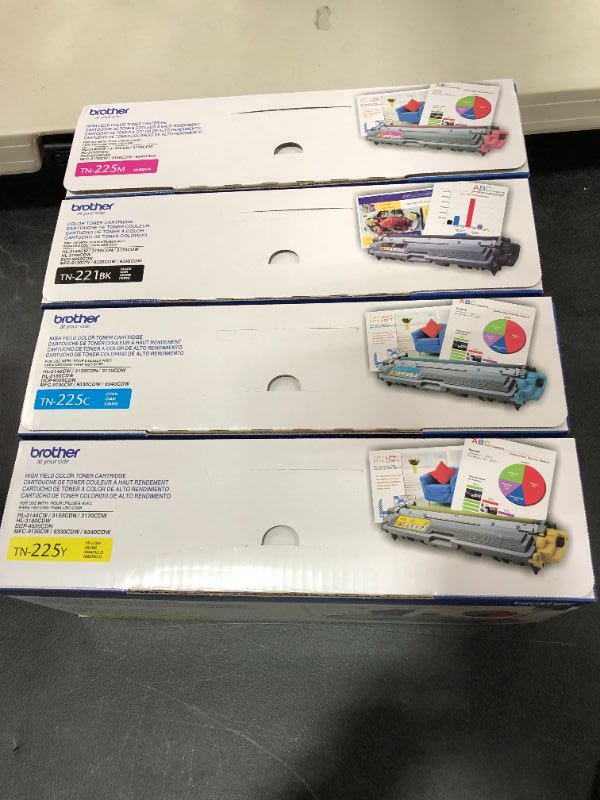 Photo 2 of Brother TN221BK TN221C TN221M TN221Y DCP9015 9020 HL3140 3150 3170 3180 MFC9130 9140 9330 9340 Toner Cartridge Set Black Cyan Magenta Yellow 4Pack in Retail Packaging