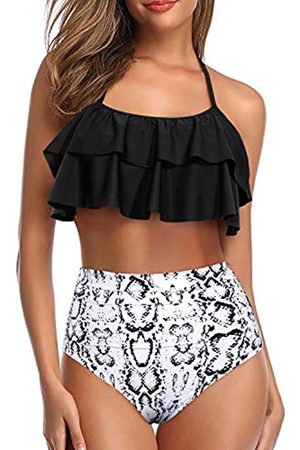 Photo 1 of tempt me women snakeskin ruffle bathing suits large Top differs from stock photo
