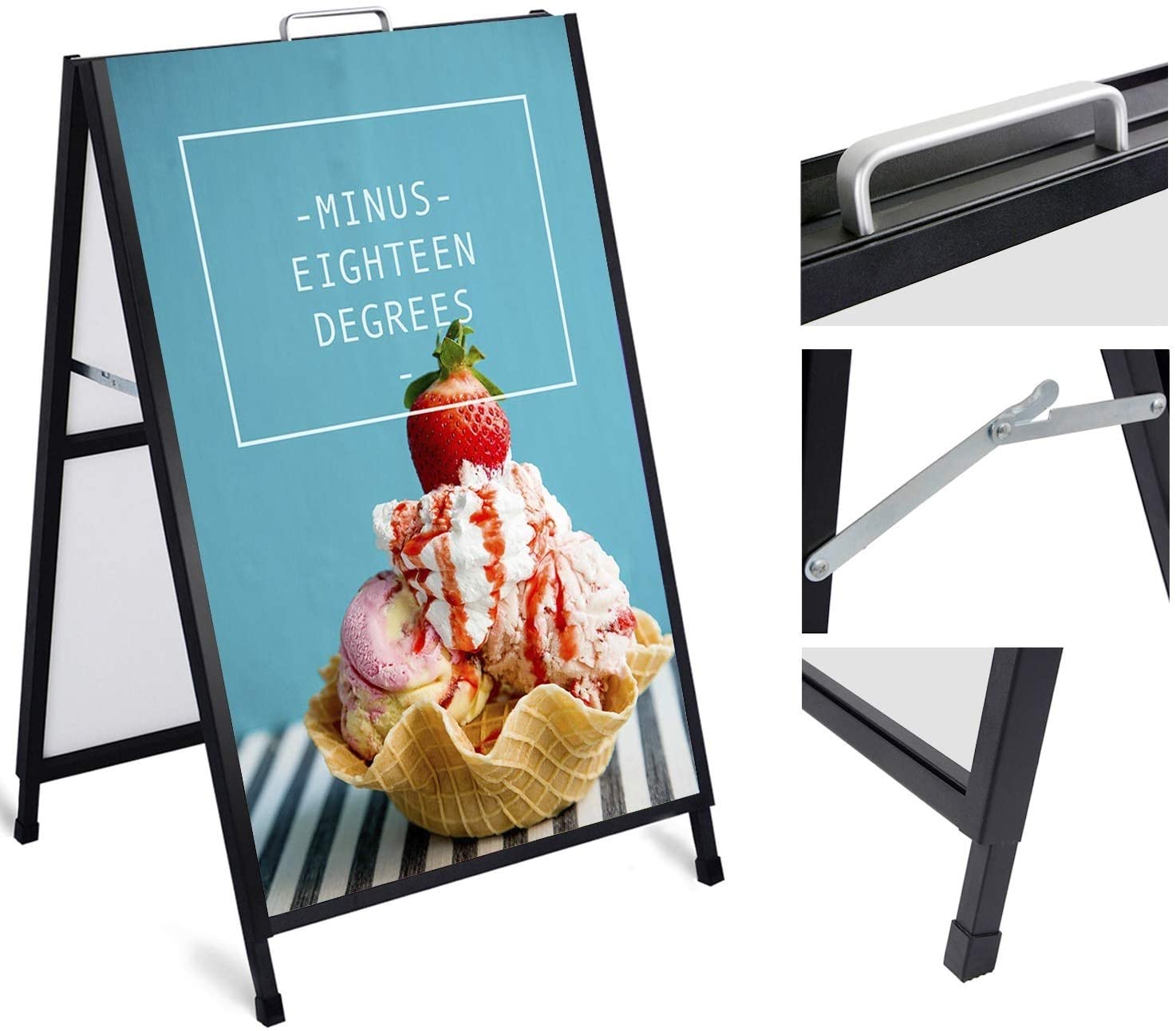 Photo 1 of AkTop Heavy Duty AFrame Sidewalks Signs 24 x 36 Inch Portable DoubleSided Sandwich Board Slidein Folding Outdoor Metal Signboard with 2 Corrugated Plastic Poster Boards