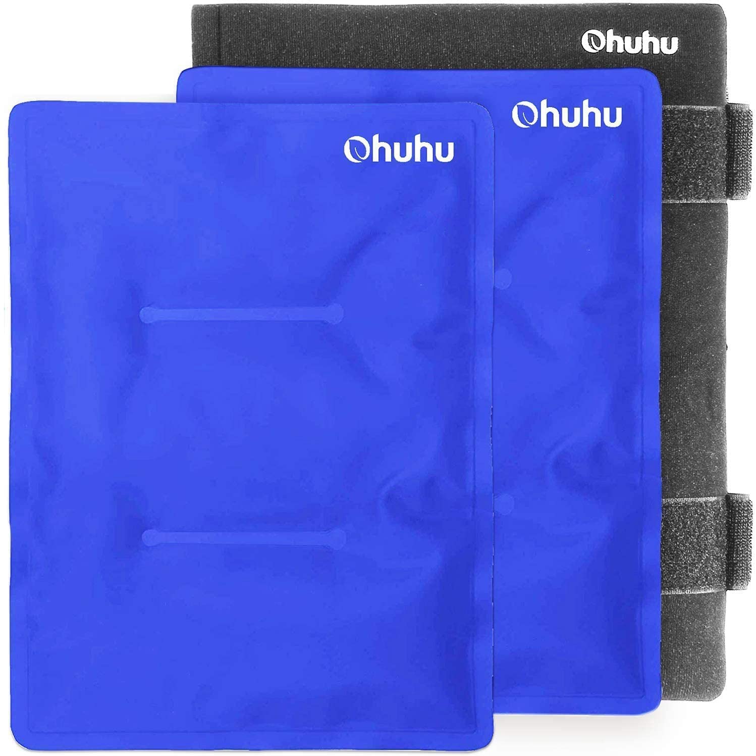 Photo 1 of Ohuhu 2 Packs 14 X 11 Large Reusable Gel Ice Pack with Wrap for Hot  Cold Therapy Ice Pack for Injuries Pain Relief for Shoulder Knee Back Hip Aches XL Blue Cold Pack