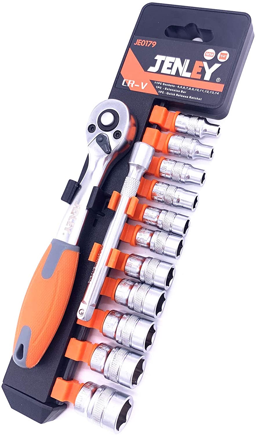 Photo 1 of JENLEY 14Inch Drive Ratchet Wrench Socket Wrench SetMetric Socket set CRV Sockets4mm14mm 72TeethQuickReleased Ratchet WrenchExtension bar for Repair Works 6Point13Pieces