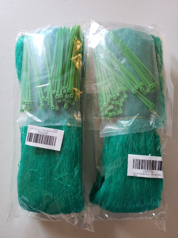 Photo 2 of 13 x 49 Feet Anti Bird Netting Green Garden Netting Protect Fruit and Vegetables from Birds and Animals Bonus 20 PCS Cable Ties  056 in Mesh
LOT OF 2 Packages