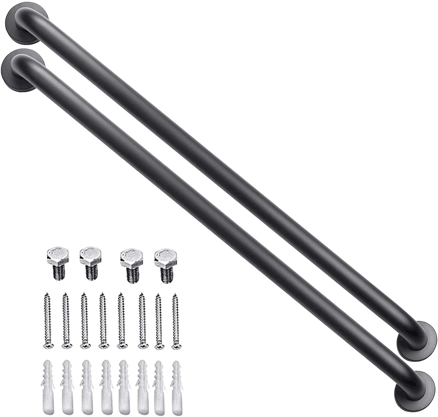 Photo 1 of 2 Pack 32 Inch Black Shower Grab Bars ZUEXT Stainless Steel Bathroom Wall Grab Bar Handle Shower Balance Bar Safety Hand Rail SupportHandicap Elderly Senior Assist Bath Grab Handle125 Diameter