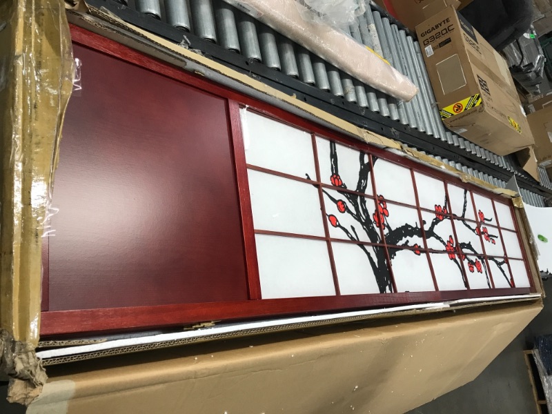 Photo 1 of 7 ft Tall Cherry Blossom Shoji Screen  Rosewood 5 Panels