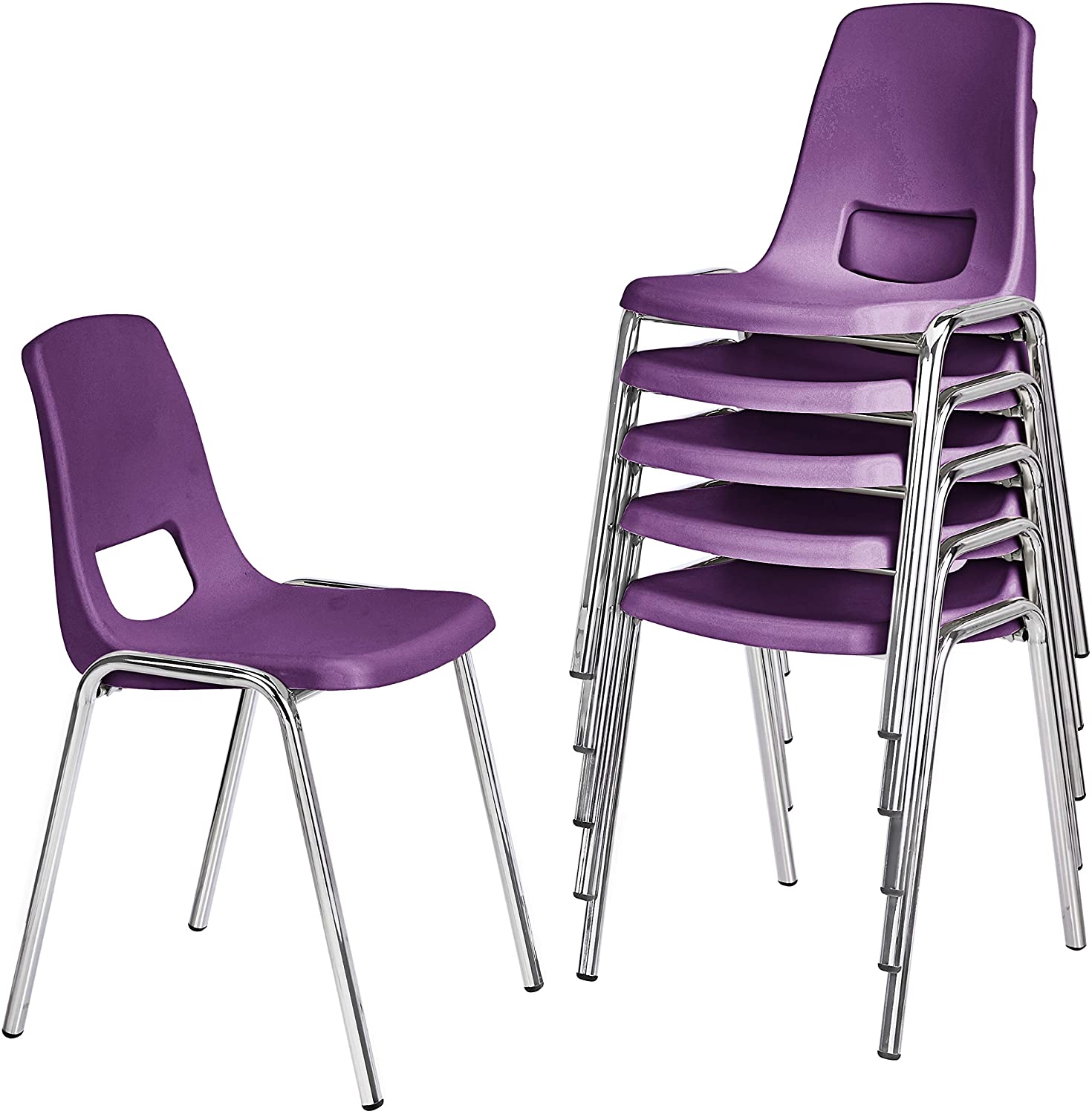 Photo 1 of Amazon Basics School Classroom Stack Chair 14Inch Seat Height  6Pack Chrome Legs Purple