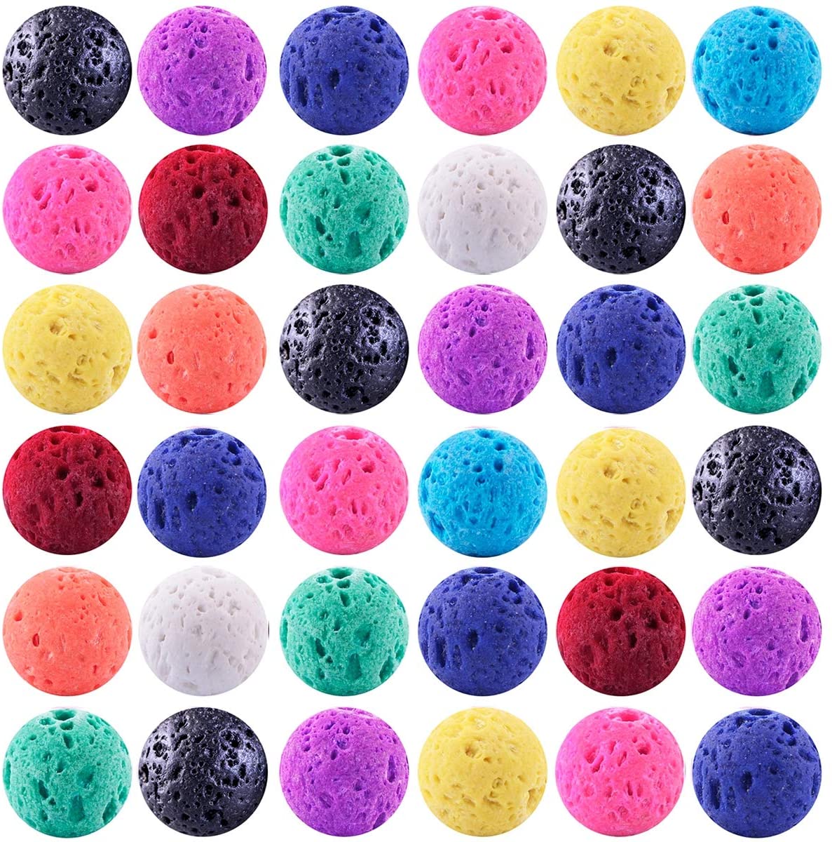 Photo 1 of Color Lava Stone Beads Mixed Box Kit 200pcs 8mm Round Loose Chakra Rock Beads Random Color for Essential Oil Yoga Diffuser Bracelet Necklace Jewelry Making Color Lava Stone Beads Mix Kit