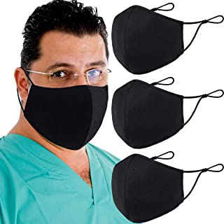 Photo 1 of 3 Layer Reusable Fashion Protective Facial Protection Filtration 95 Black Dust Cotton Washable Reusable Cotton Fabric Pack of 3 2 Packs 6 masks total