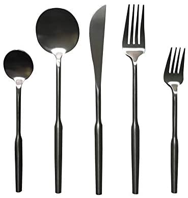 Photo 1 of Potamxy Silverware Set 5 pieces Premium Elegant Stainless Steel Flatware Cutlery Set Mirror Polished Birthday Wedding Party Gift Black