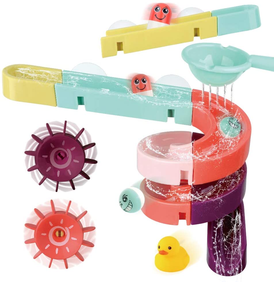 Photo 1 of BESSENTIALS Kids Bath Toys Assemble Set  24PCS DIY Wall Suction Water Slide Bathtub Toys for Toddlers Boys and Girls 36 Years Old