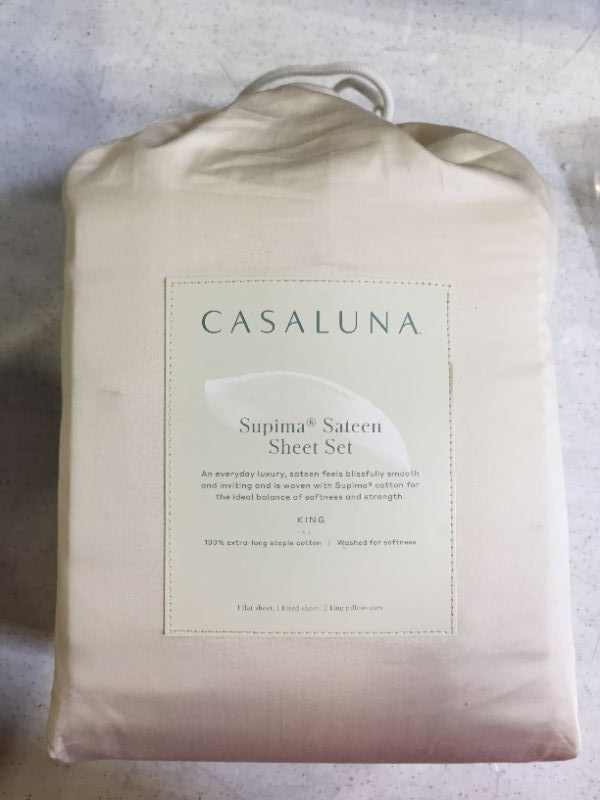 Photo 2 of 500 Thread Count Washed Supima Sateen Solid Sheet Set  Casaluna size king