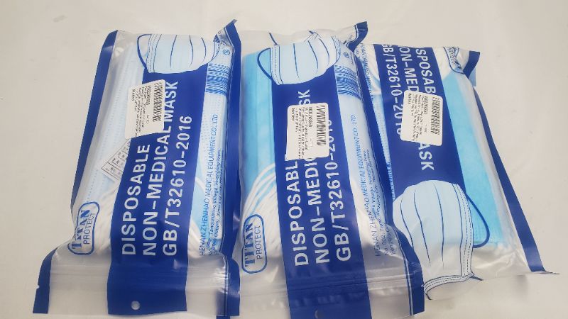 Photo 1 of 60CT DISPOSABLE FACE MASKS