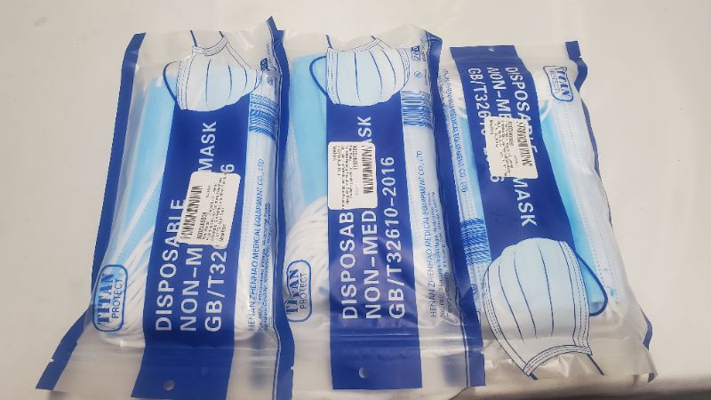 Photo 1 of 60CT DISPOSABLE FACE MASKS