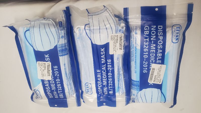 Photo 1 of 60CT DISPOSABLE FACE MASKS