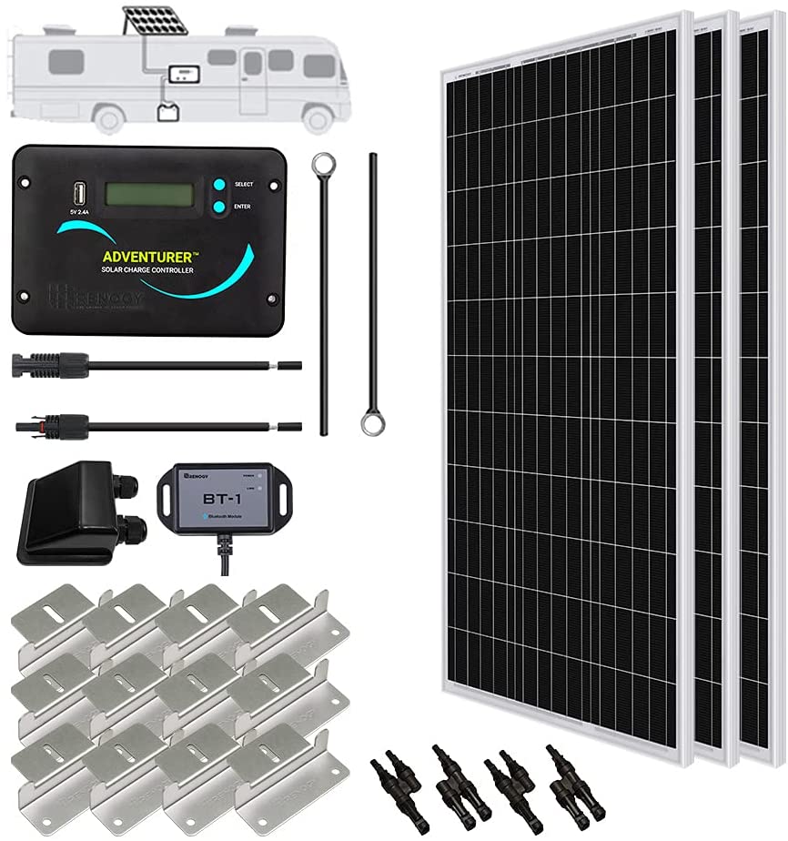 Photo 1 of Renogy 300 Watts 12 Volts Monocrystalline Solar RV Kit with 30A PWM LCD Charge ControllerSolar Panel ConnectorsTray CableCorner Bracket MountCable Entry housing for RV Boat