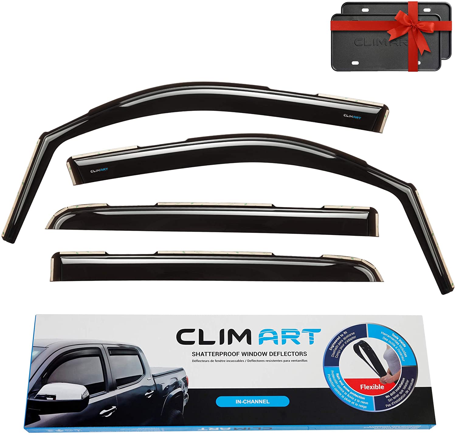 Photo 1 of CLIM ART inChannel Incredibly Durable Rain Guards for Dodge RAM 1500 20192021 Crew Cab Original Window Deflectors Vent Deflector Vent Window Visors Dark Smoke Truck Accessories 4 pcs 619006LP