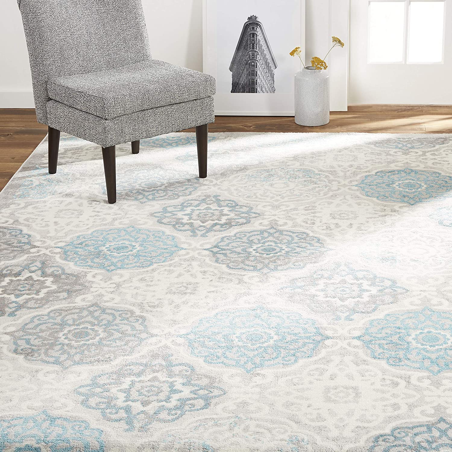 Photo 1 of Home Dynamix Boho Andorra Bohemian Damask Area Rug 79x102 GrayAqua