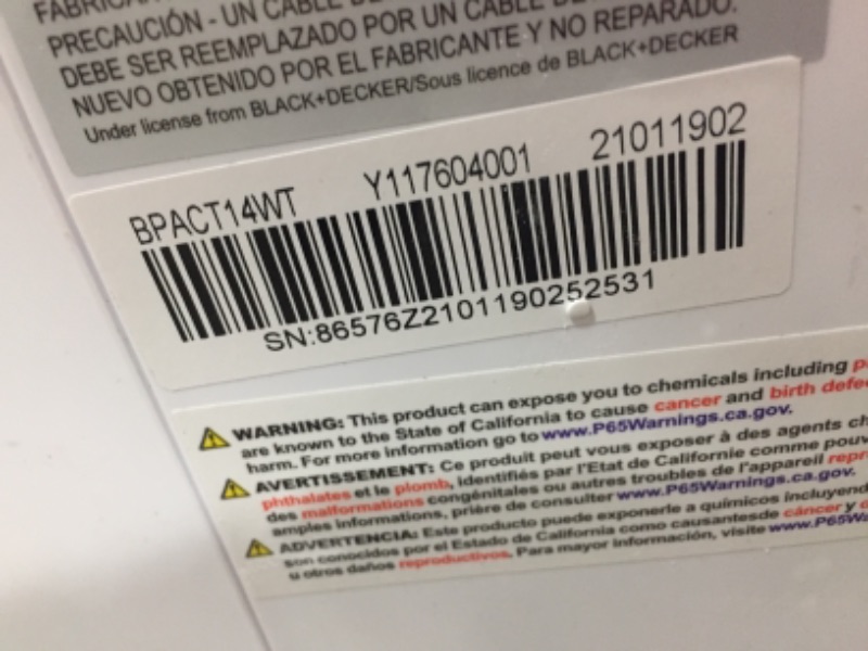 Photo 3 of BLACKDECKER BPACT14WT Portable Air Conditioner with Remote Control 7700 BTU DOE 14000 BTU ASHRAE Cools Up to 350 Square Feet White